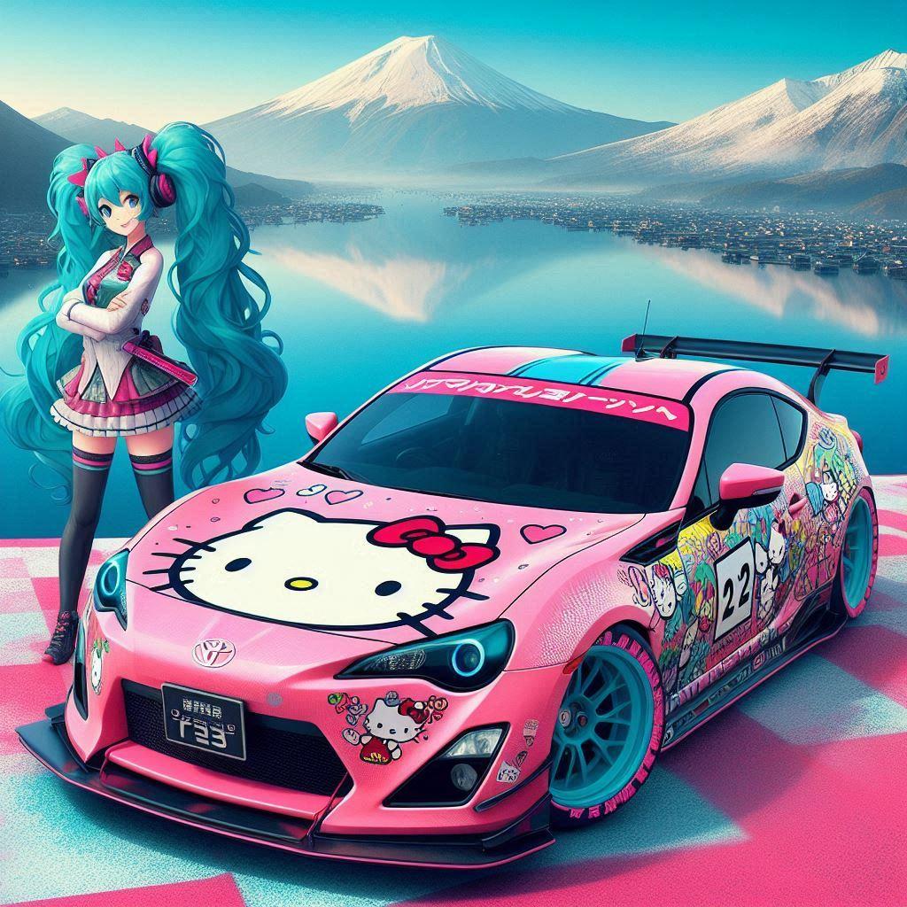 ハローキティトヨタ86と初音ミク | の人気AIイラスト・グラビア