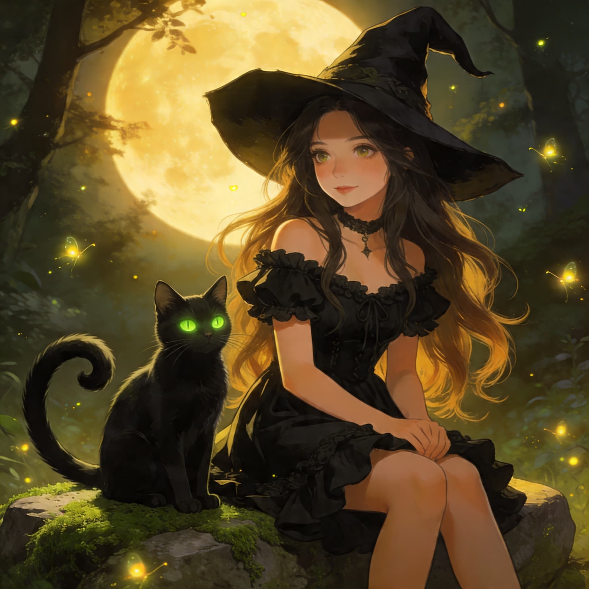 黒魔女と黒猫 | の人気AIイラスト・グラビア