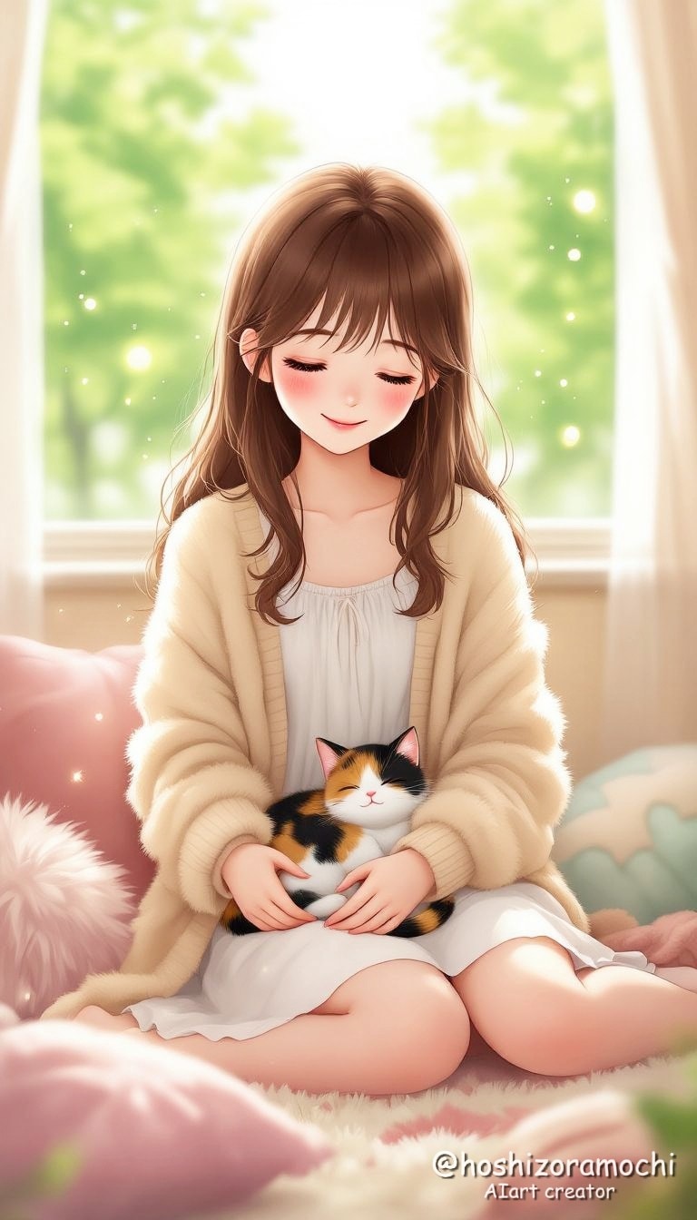 お昼寝日和、子猫と過ごす至福の時間 - A perfect day for a nap, spending blissful time with a kitten | の人気AIイラスト・グラビア