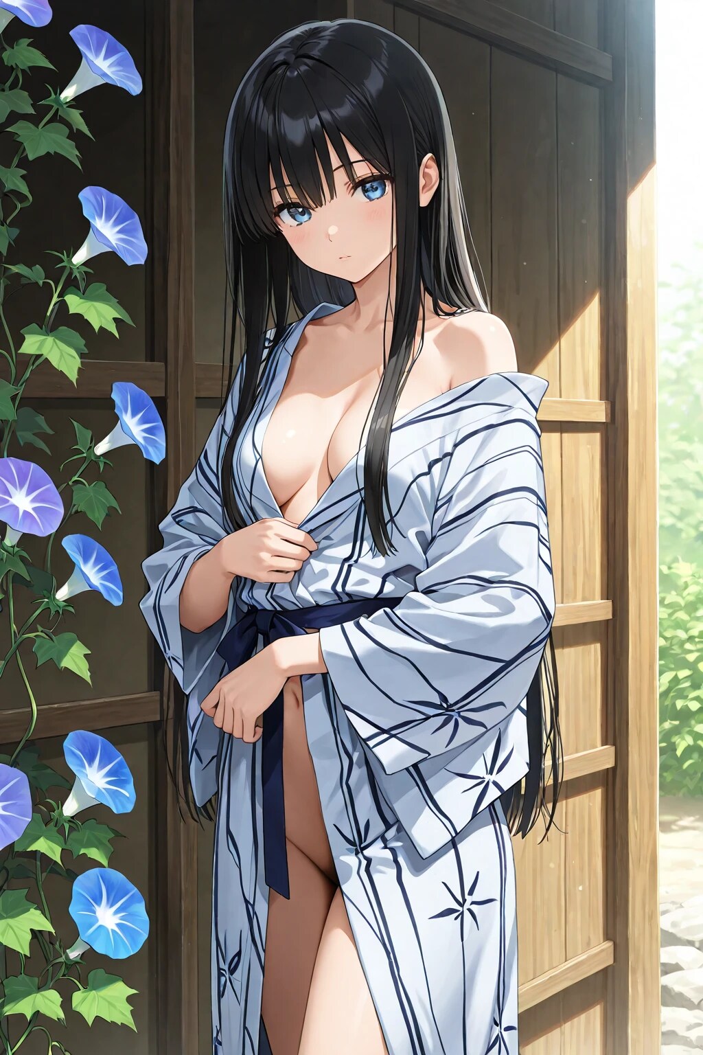 浴衣と朝顔