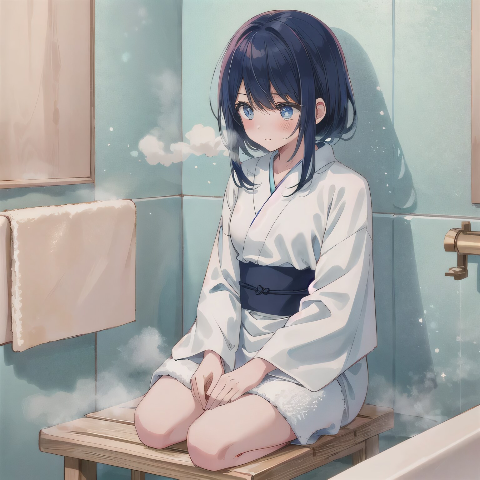 紫髪ロングでお風呂の少女４ | の人気AIイラスト・グラビア