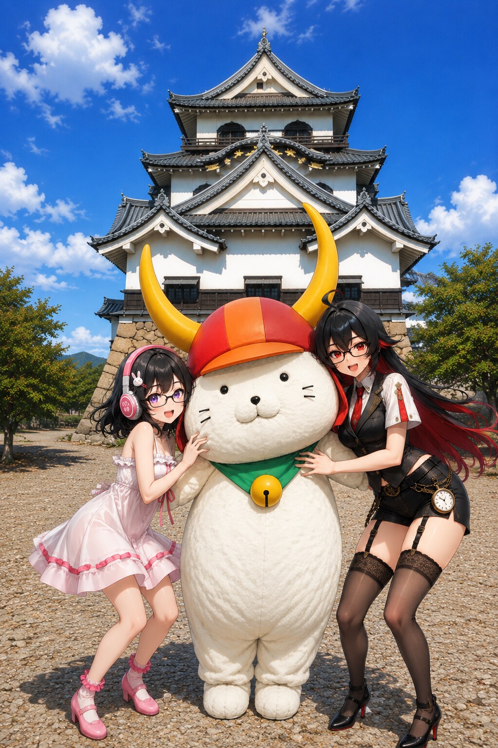 ひこにゃんと一緒（ゲーミング女児と朱闇さん）