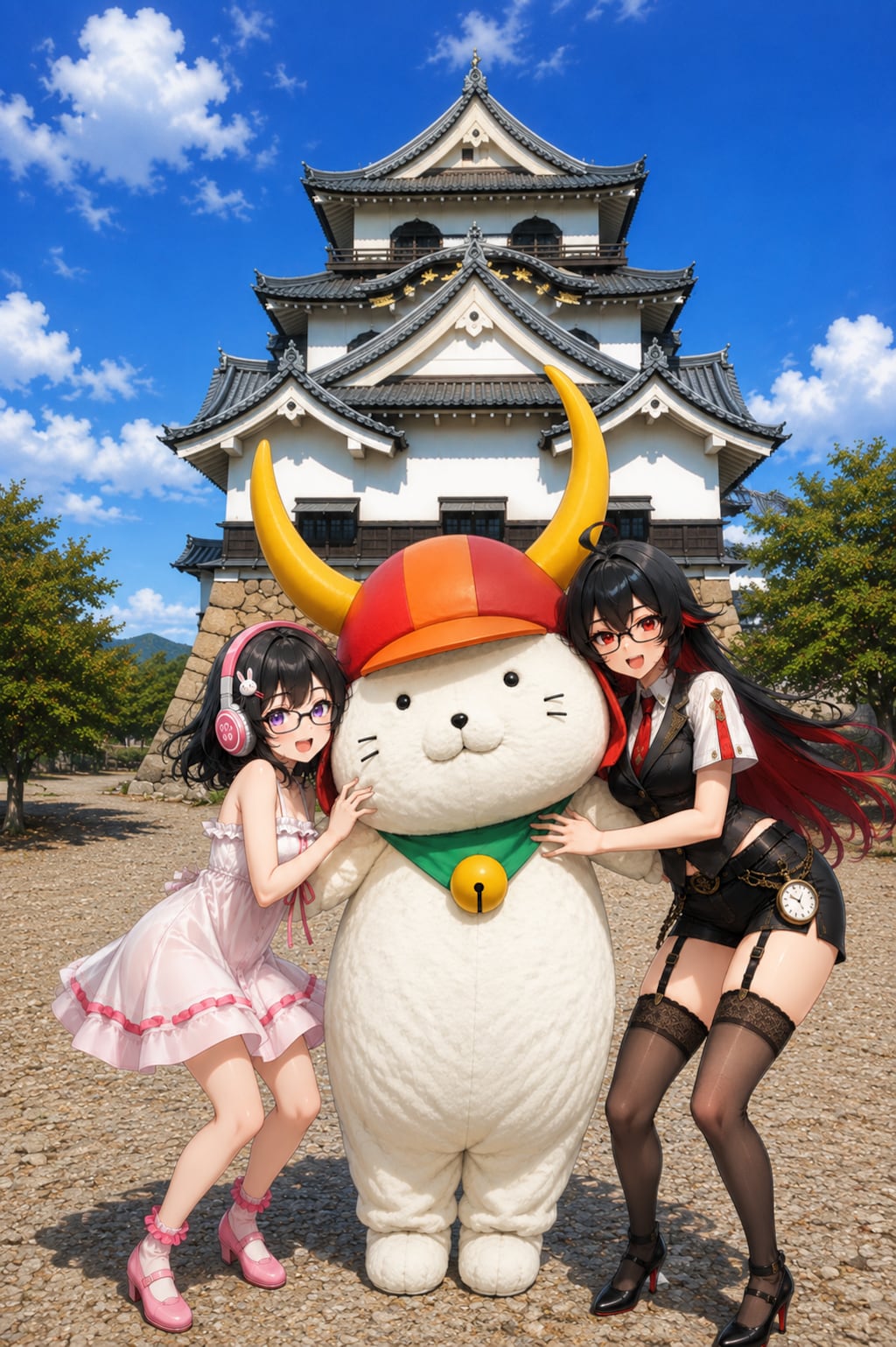 ひこにゃんと一緒（ゲーミング女児と朱闇さん）