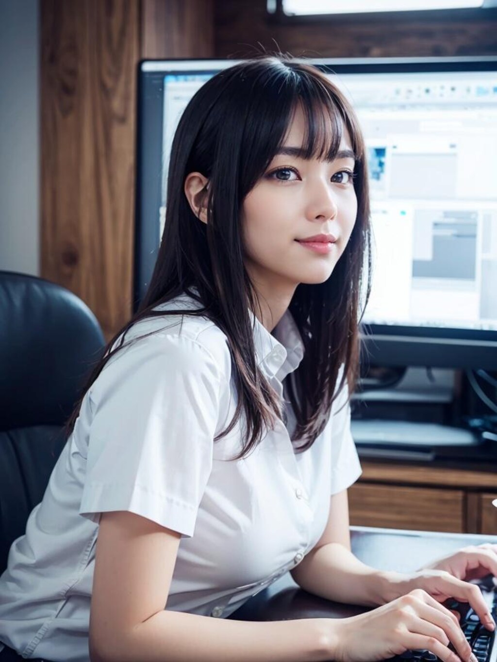 真剣に仕事してる美人な同僚