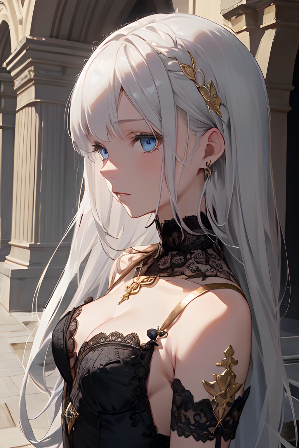 black lace dressed girls+a