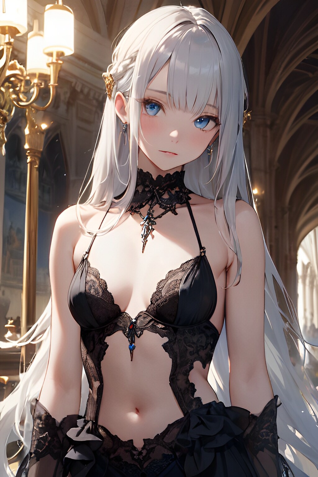 black lace dressed girls+a