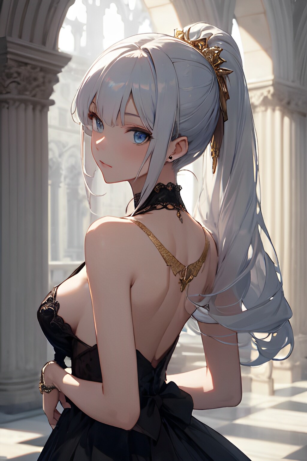 black lace dressed girls+a