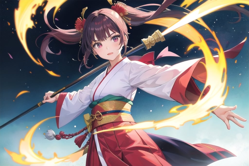 炎の棒術少女