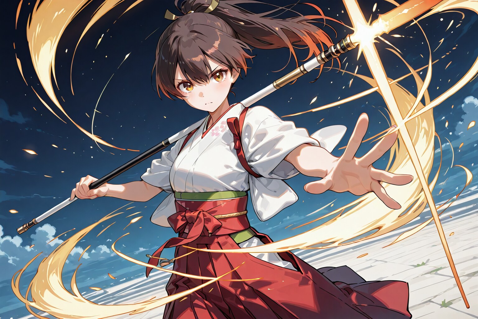 炎の棒術少女