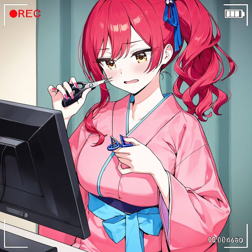 赤毛ちゃん　収録前の手入れ？