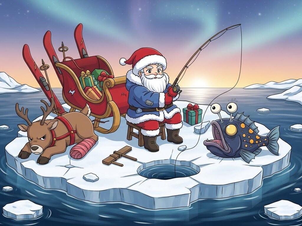 流氷で漂流するサンタクロース・４