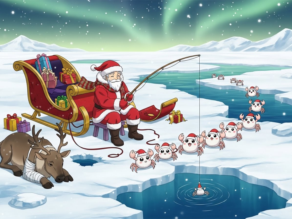 流氷で漂流するサンタクロース・４ | の人気AIイラスト・グラビア