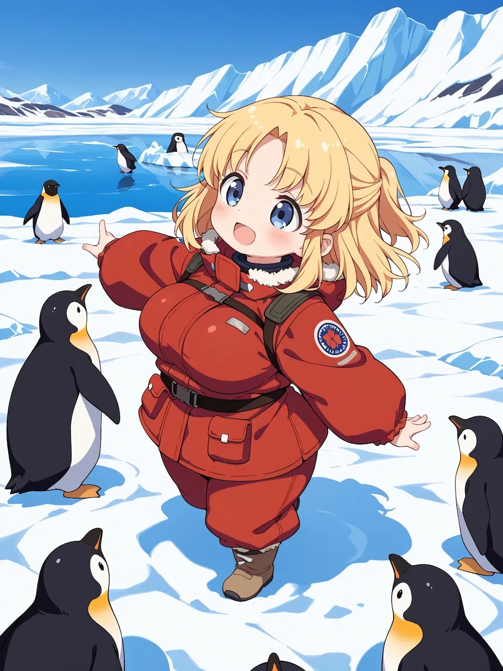 Red antarctic expedition uniform