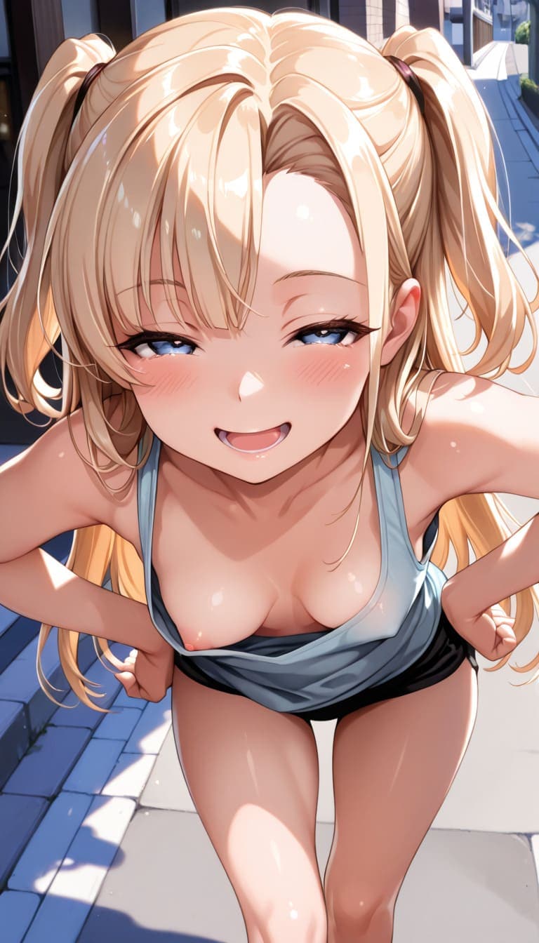 ちくチラ金髪っ娘