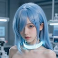 近未来風アンドロイド水色髪巨乳 4枚目