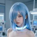近未来風アンドロイド水色髪巨乳 2枚目