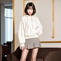 ボブカット&フーディ&千鳥柄スカート&美脚という最強のバランス1 - The best balance of bob cut, hoodie, houndstooth pattern skirt, a 10枚目