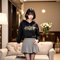 ボブカット&フーディ&千鳥柄スカート&美脚という最強のバランス1 - The best balance of bob cut, hoodie, houndstooth pattern skirt, a 5枚目