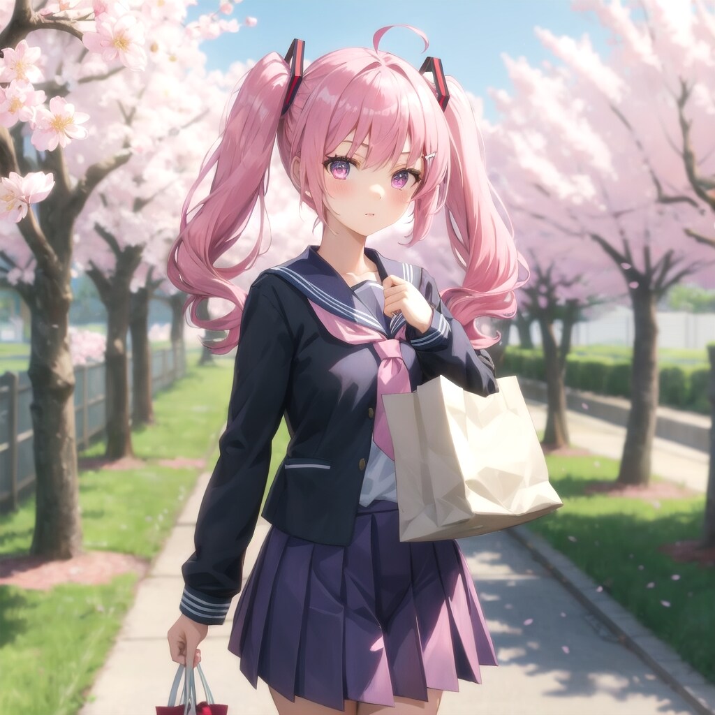 桜ミクさん買物帰り