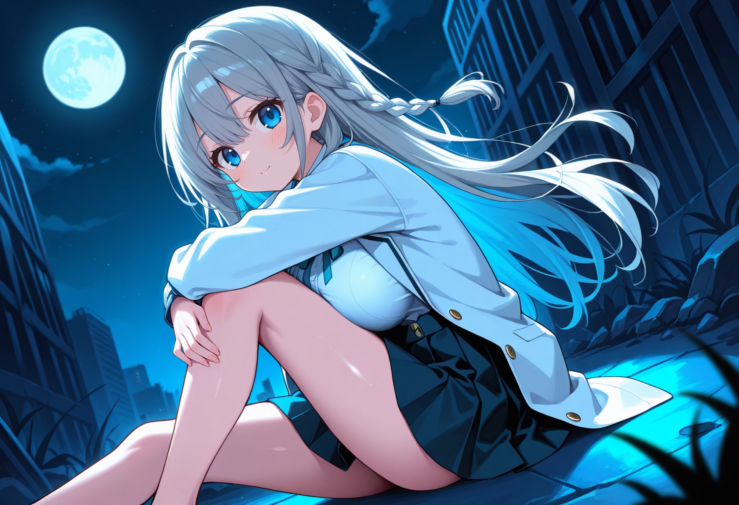 銀髪ちゃん・月光の乙女 | の人気AIイラスト・グラビア