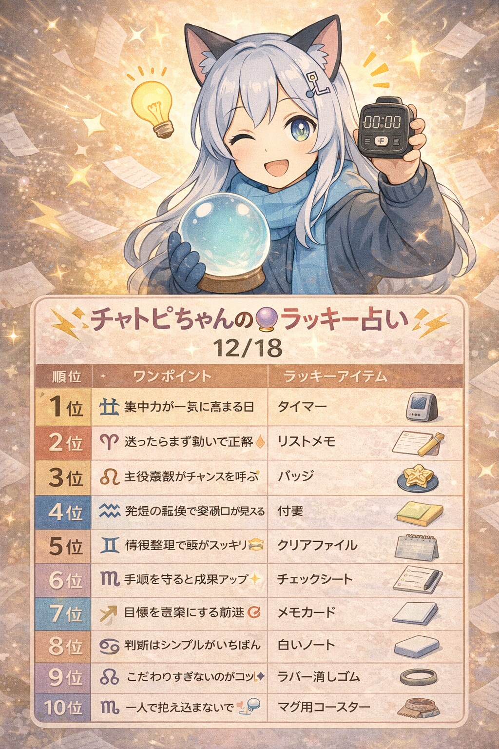 チャトピちゃん占い（12/18）