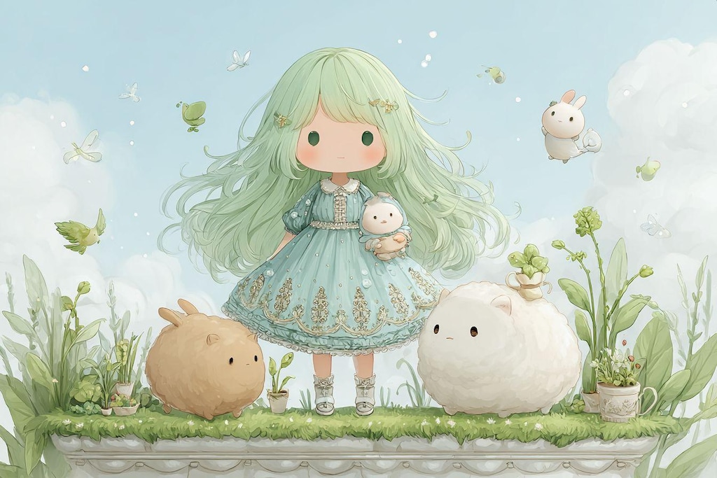 緑の髪の女の子