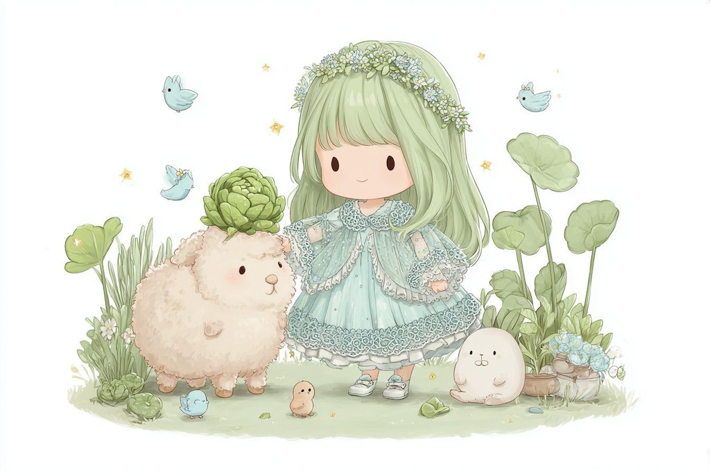 緑の髪の女の子