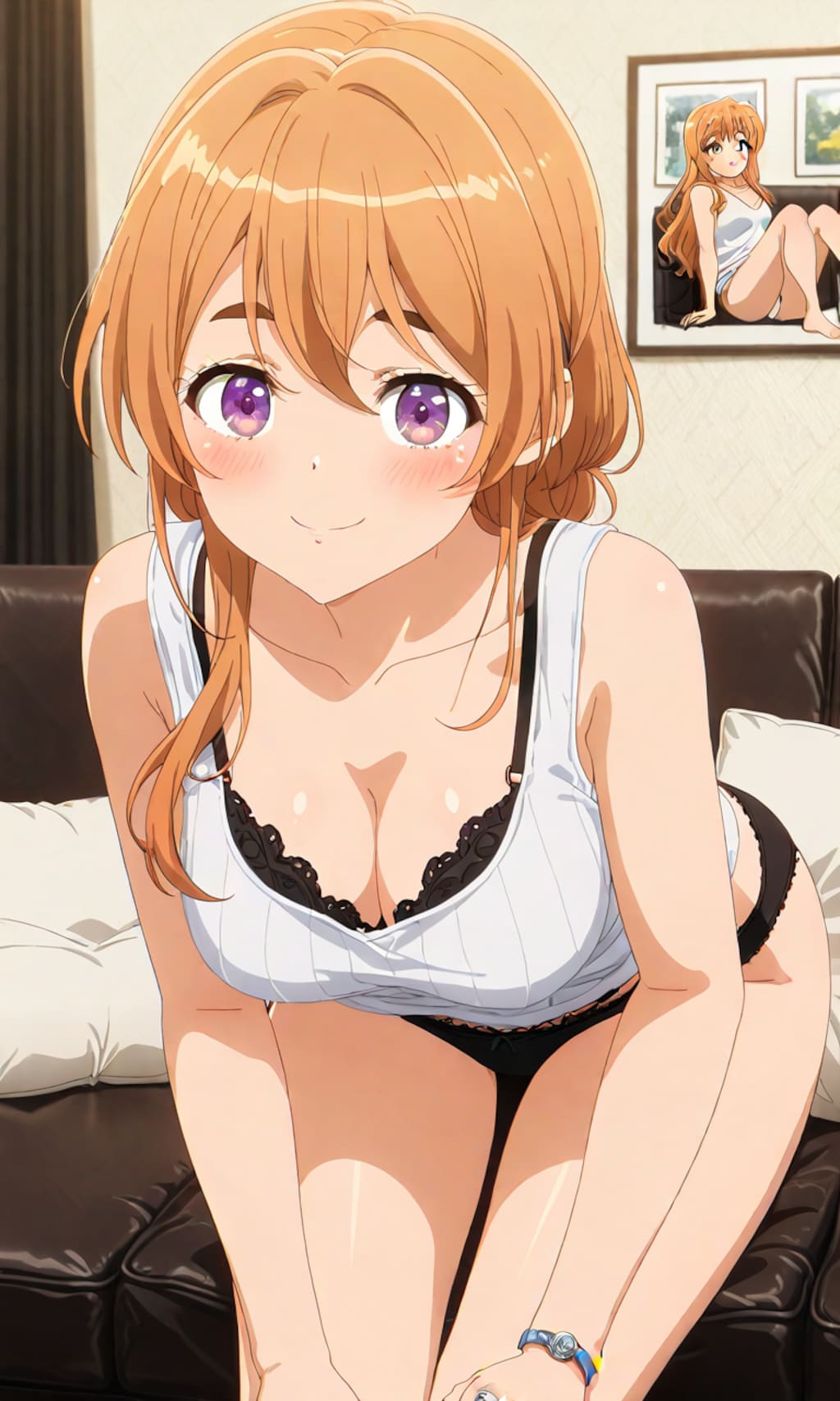 胸の谷間を強調してきた万里さん