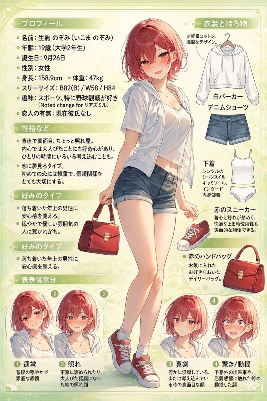 生駒のぞみ(うちの娘)のキャラクターシート【ChatGPT Edition】