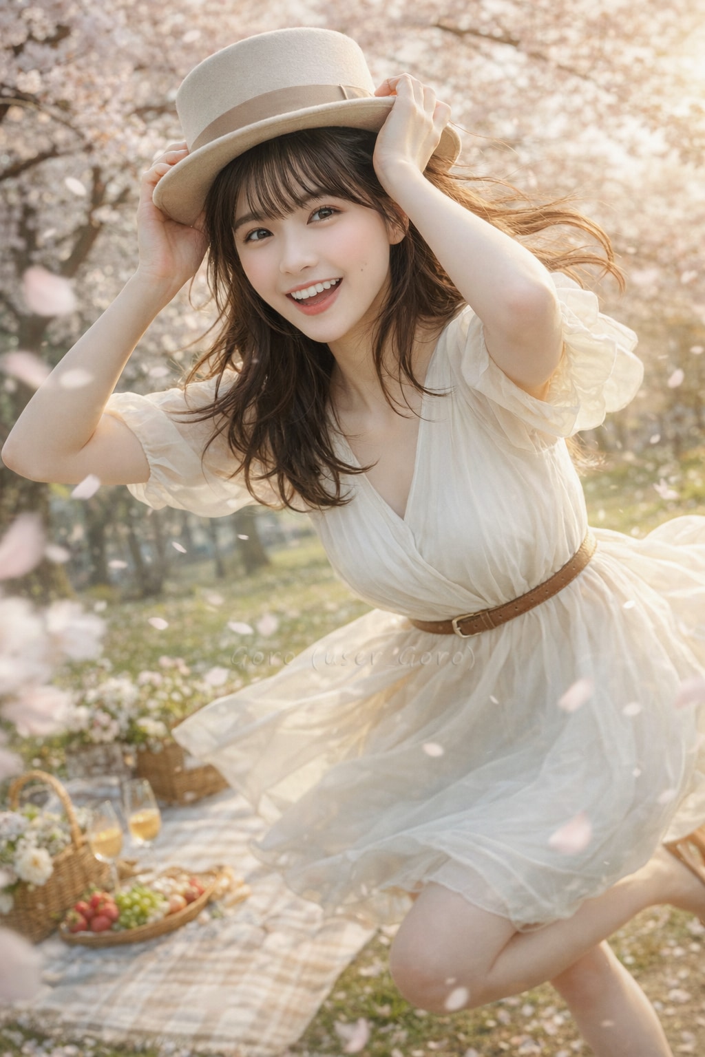 みちるさん、シルクハットでお花見 | の人気AIイラスト・グラビア