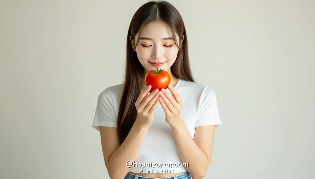 トマトの香りに包まれる至福の瞬間 - A blissful moment enveloped in the aroma of tomatoes