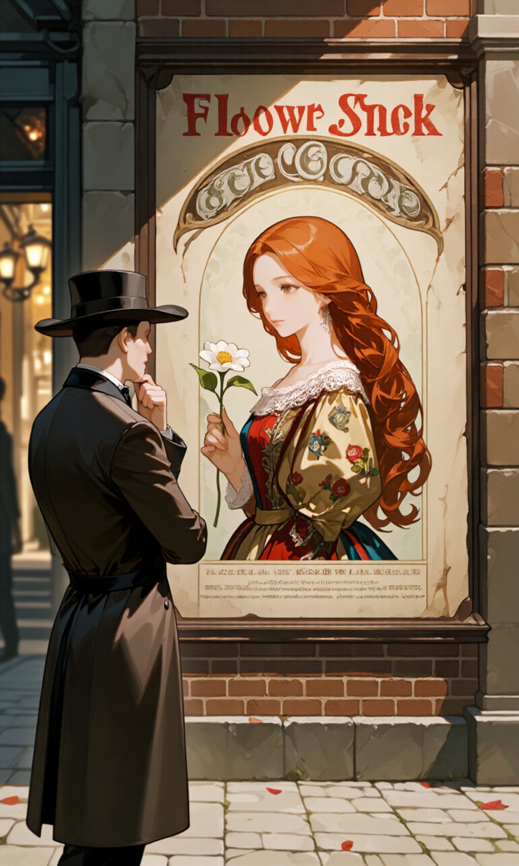 花屋のポスターを見て色々妄想する紳士