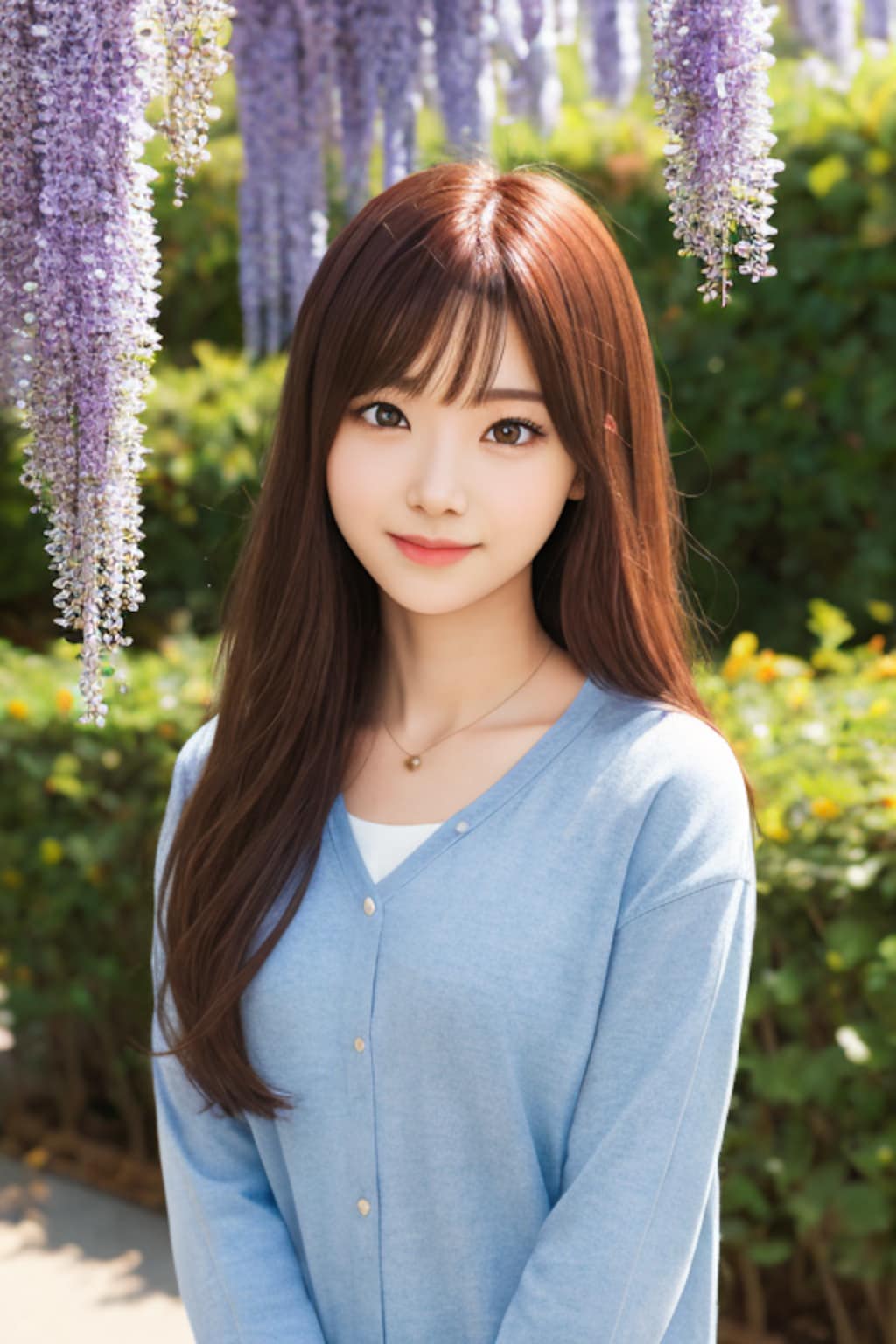 藤の花と美少女