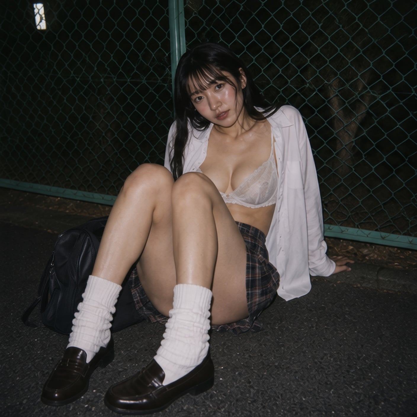 地べたに座る女の子