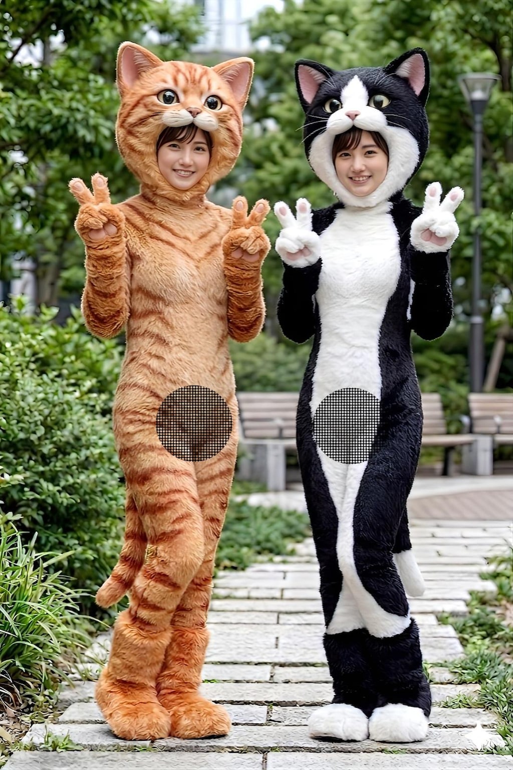 露出プレイ猫ぐるみ