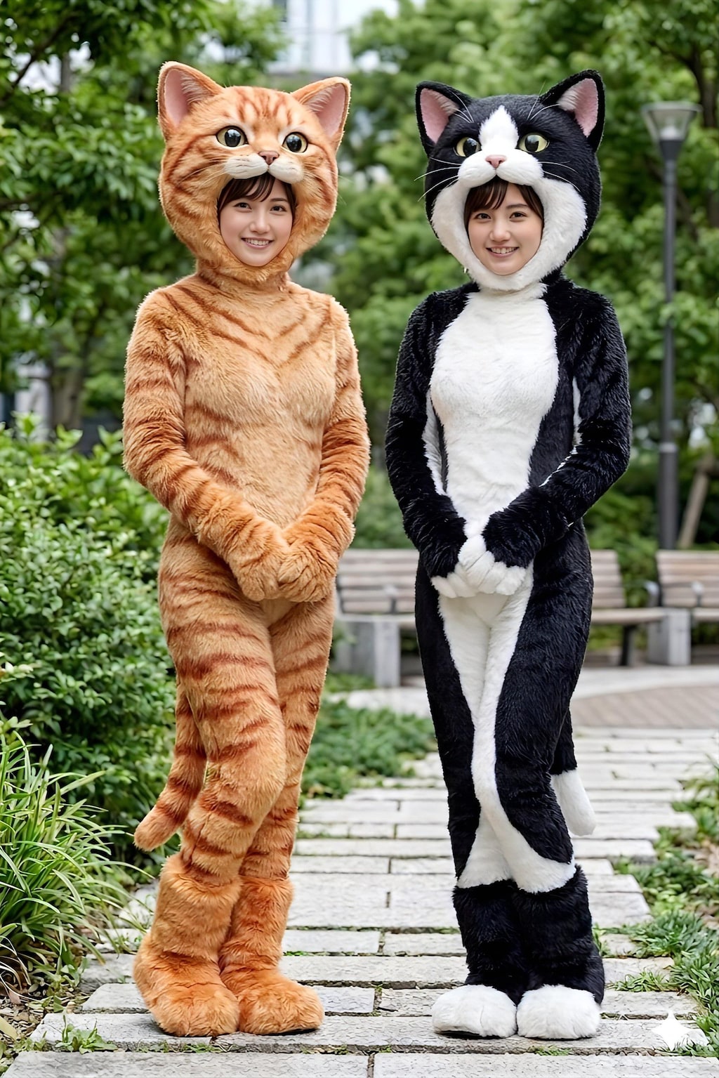露出プレイ猫ぐるみ