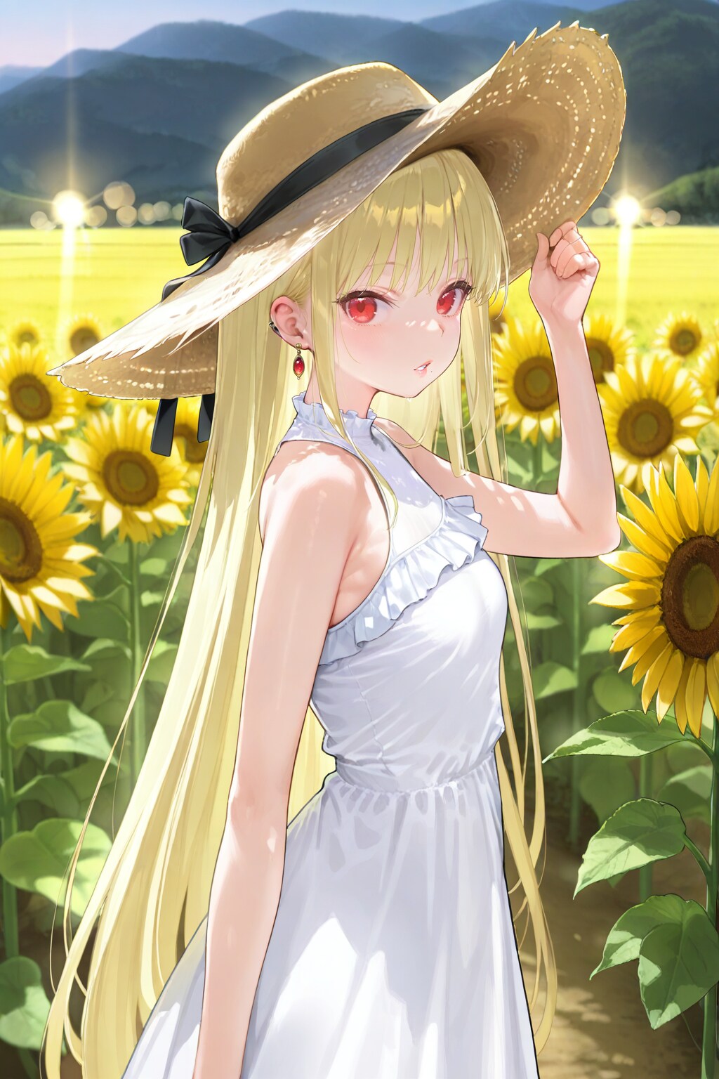 麦わら帽子とひまわり