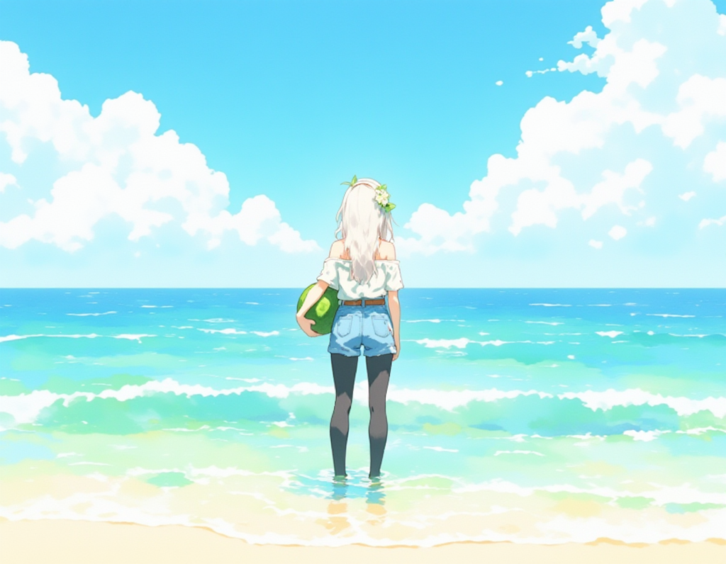 夏が始まる-夏の海辺で夢想する少女-