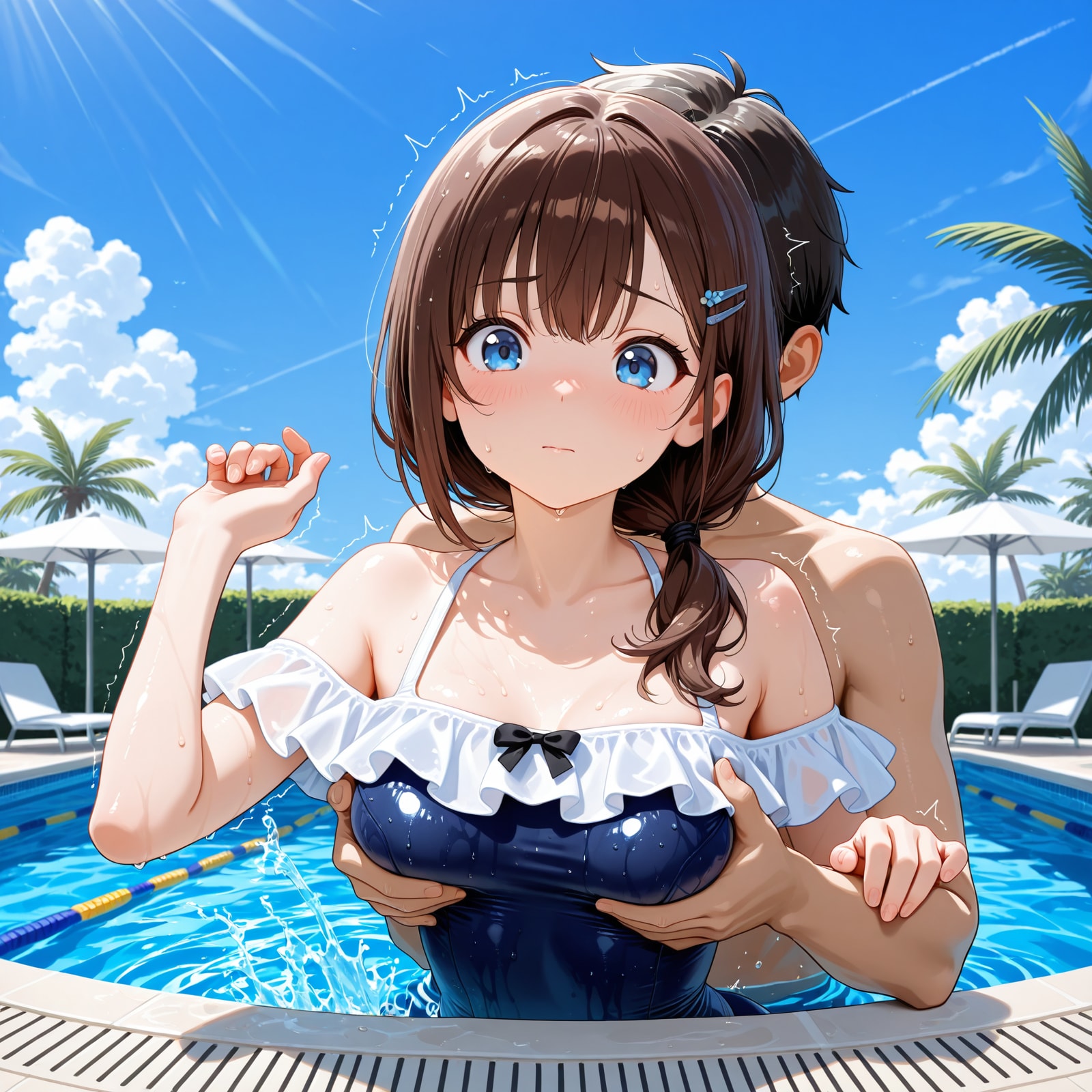 ここプールだよ…