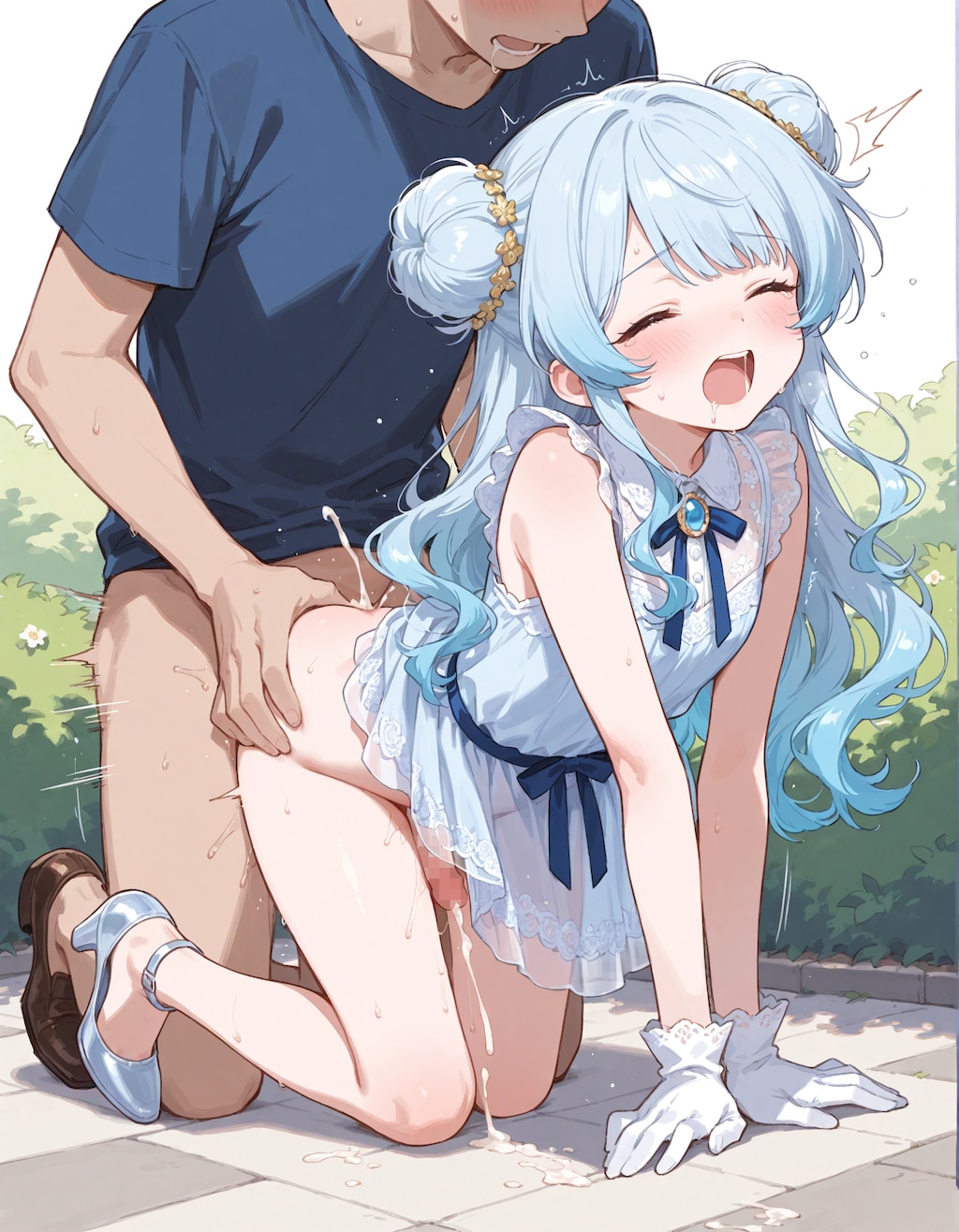 滑って転んだドレスの男の娘3