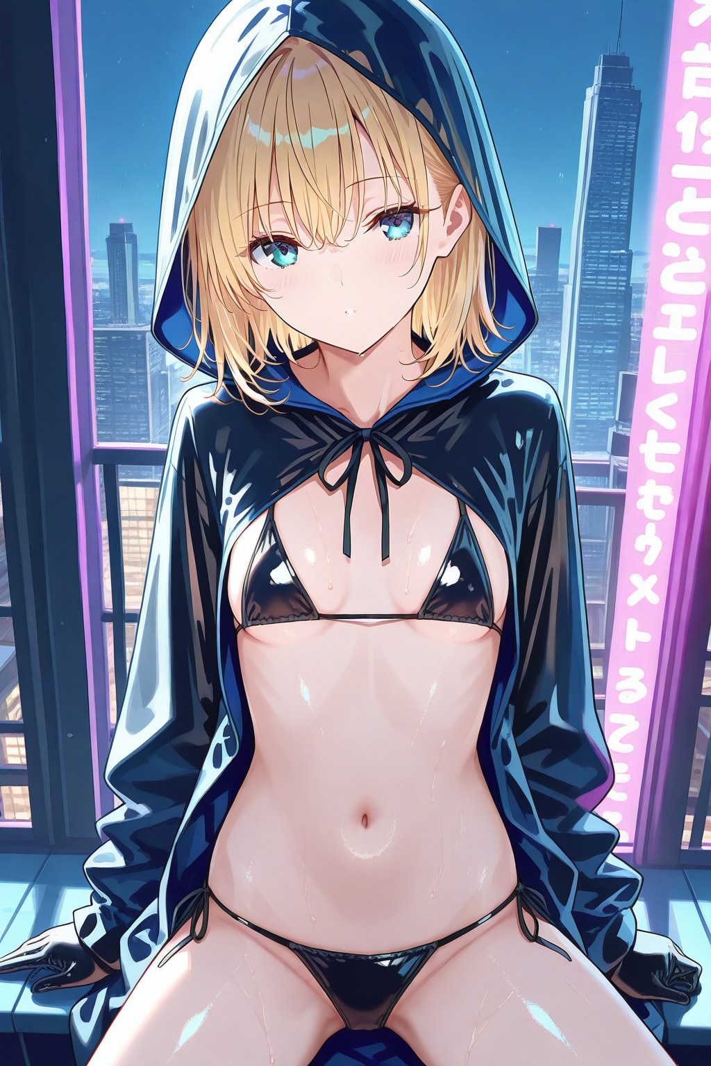 ラバービキニとレインコート