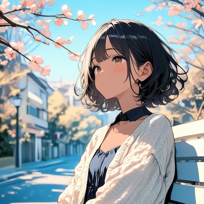 ベンチに座る子