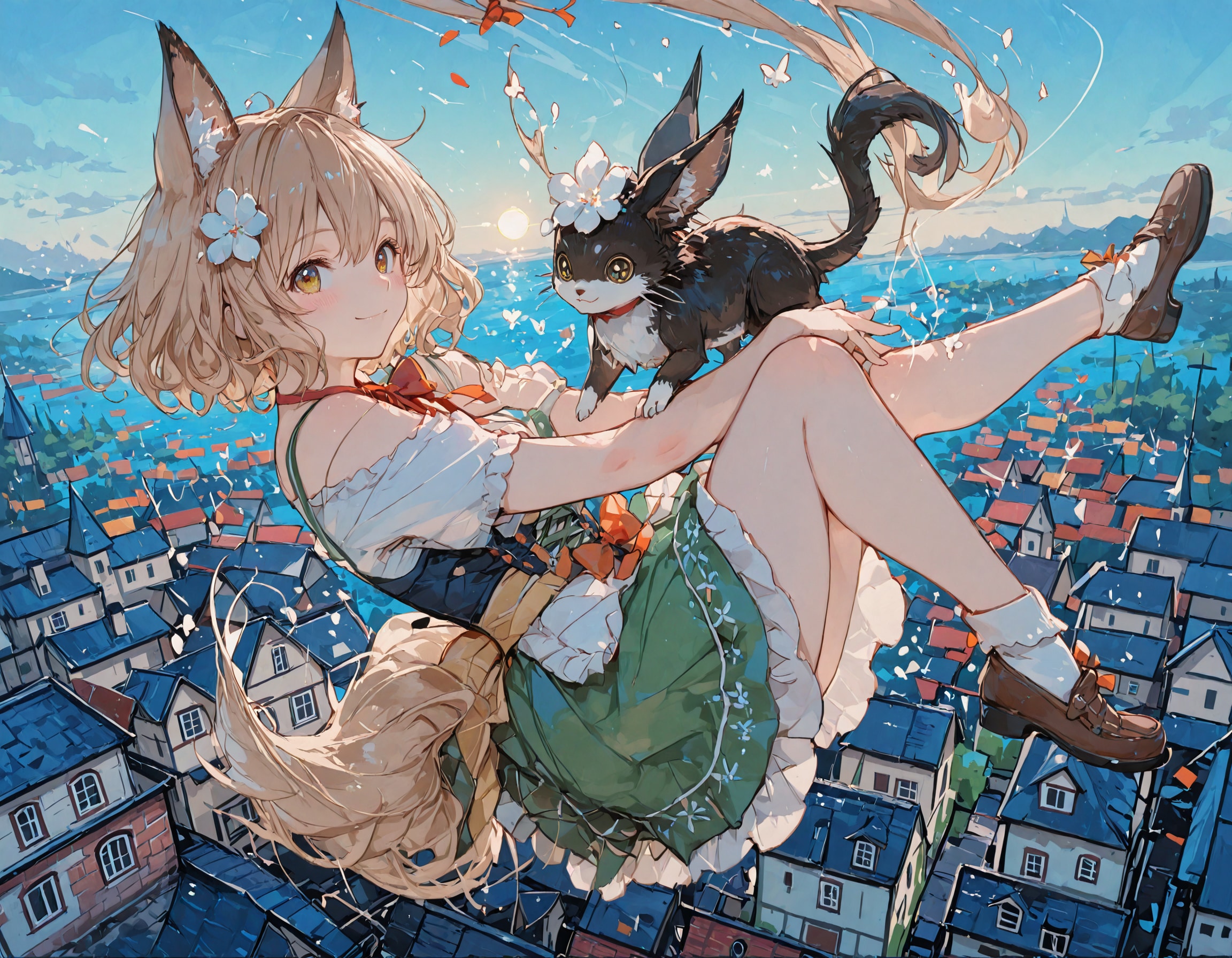 けもみみ娘と使い魔 | の人気AIイラスト・グラビア
