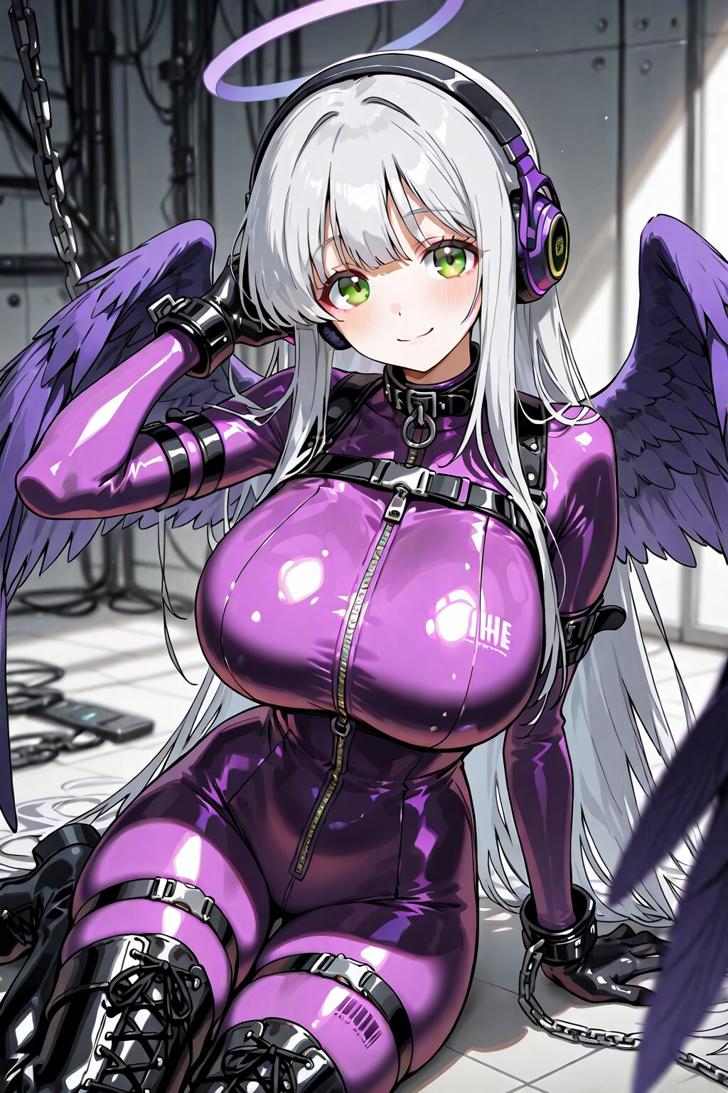 Latex purple bodysuit