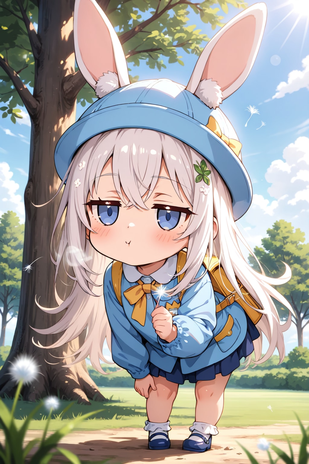 綿毛をふぅーっと吹く