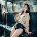 電車で寝ちゃった💛 4枚目