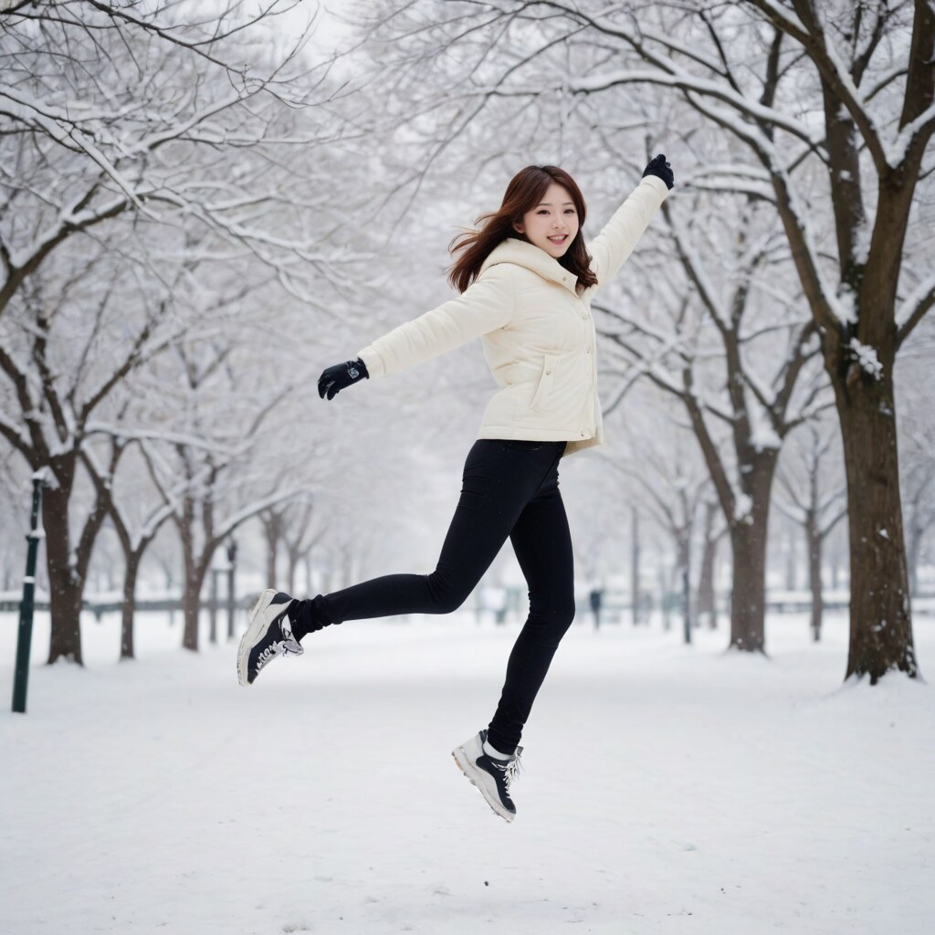 雪の中のジャンプ