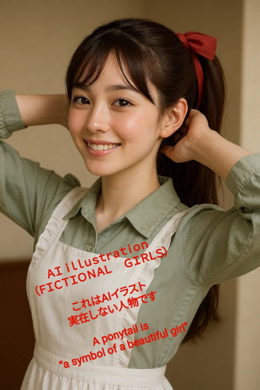 髪を縛るポニーテール美少女