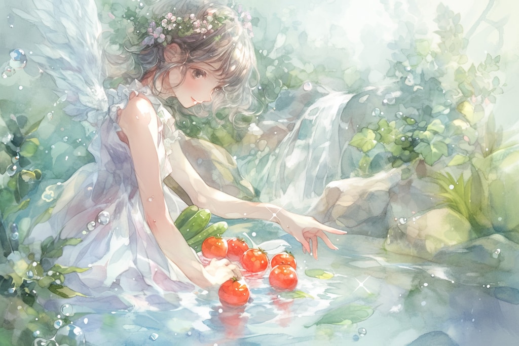 湧水の清流で夏野菜を冷やす文化