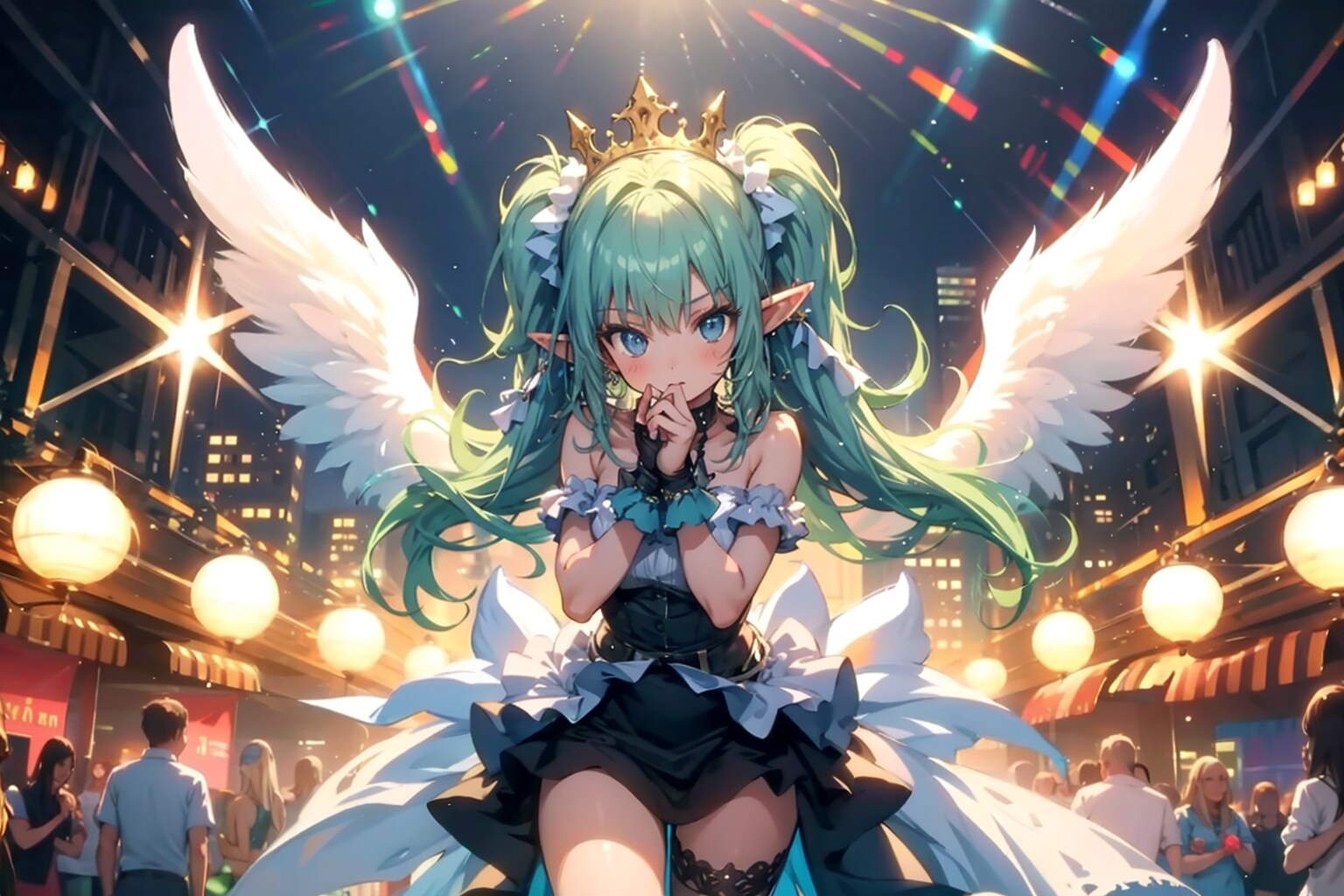 フェスティバルに参加している【天使なエルフの美少女】　ー by #TOPAZ-HD Ver. ー
